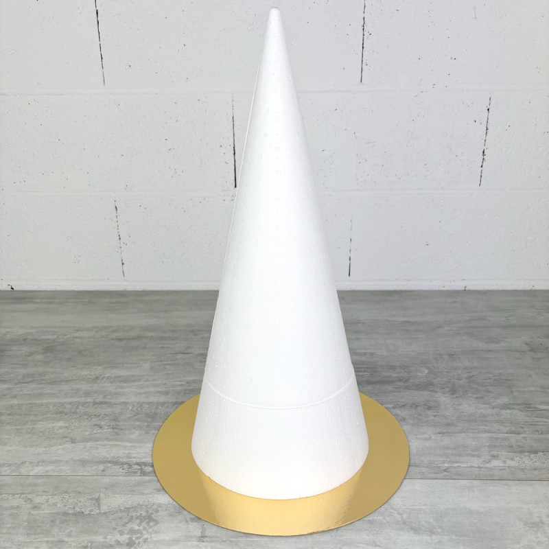 Styropor-Kegel, Höhe 50 cm, Grunddurchmesser 22,50 cm, mit Wende-Goldtablett für Windbeutel und Makronen