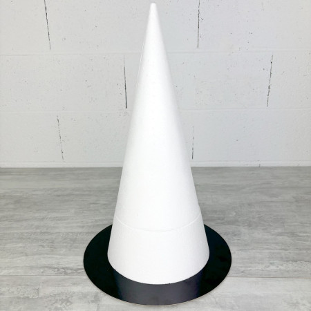 Cone en polystyrène Plein, Hauteur 50 cm, Diamètre de base 22,50 cm, Présentoir à macarons, choux, plateau doré réversible