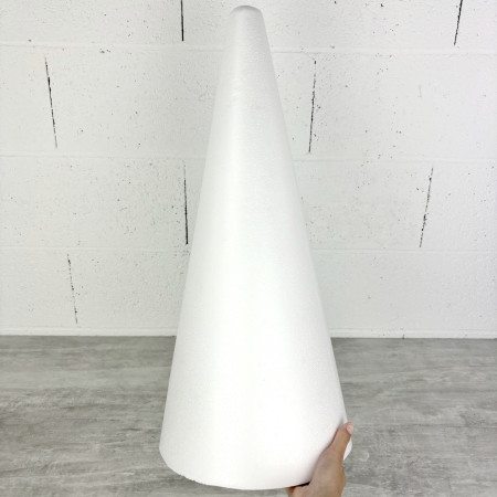 Grand Cone en polystyrène Plein, Hauteur 60 cm, Diamètre de base 26,5 cm, Présentoir macarons, choux