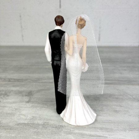 Couple de mariés élégant, hauteur 15,5 cm, figurine traditionnelle, pièce montée, mariage