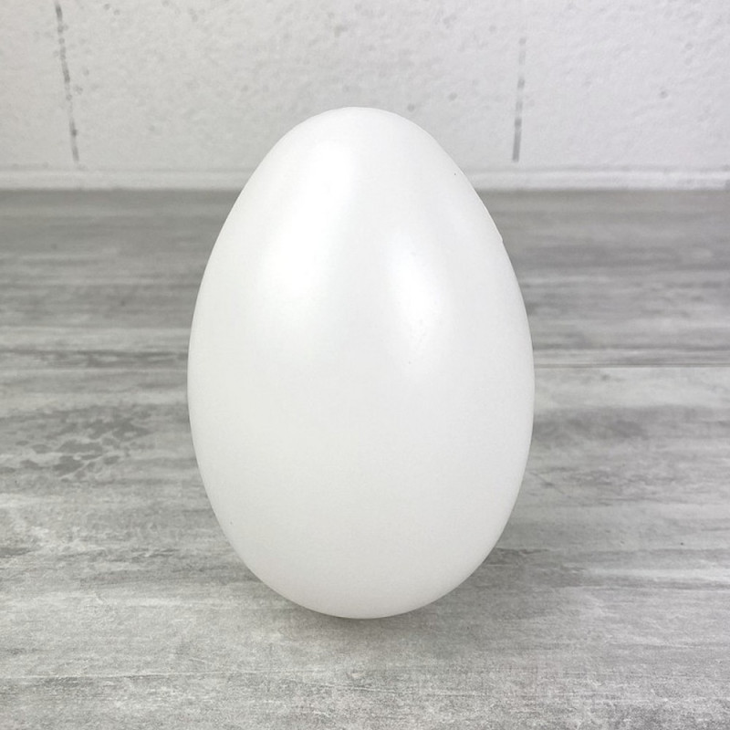 Grand Oeuf en plastique blanc, haut. 14 cm, avec trou de suspension, non séparable, à décorer Pâques