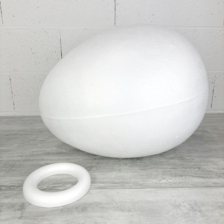 Oeuf Géant en polystyrène plein, 50 cm, avec support, non séparable, Styropor pâques