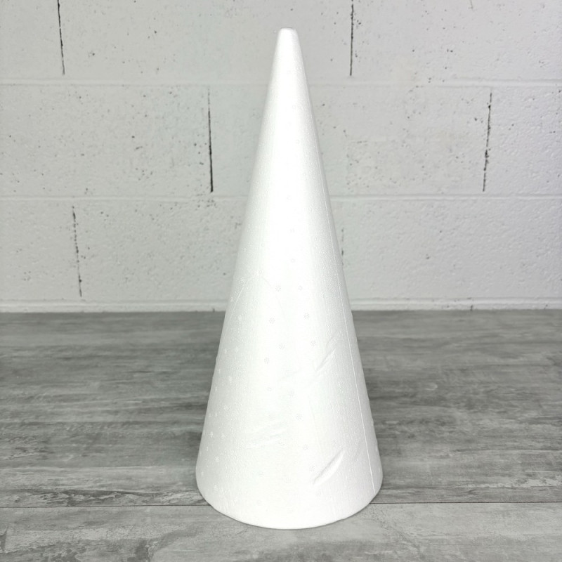 Cône polystyrène hauteur 40 cm, AVEC IMPACTS, Diamètre de base 18 cm