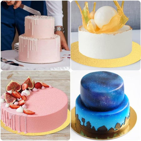 Lot 5 Supports ronds à Gâteaux 32 cm en Carton Or/Noir - Plateau présentation cupcake wedding cake, Traiteur Pâtissier
