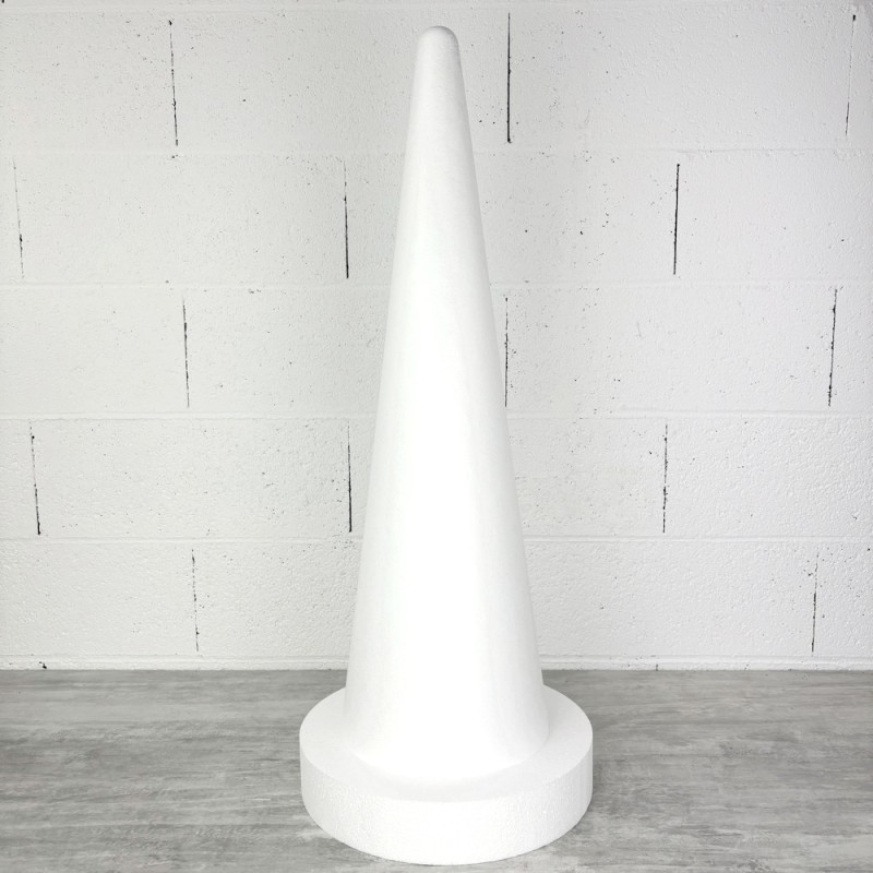 Cône en polystyrène h. 80 cm avec support, disque diam. 35 cm, h. totale 87 cm, à décorer