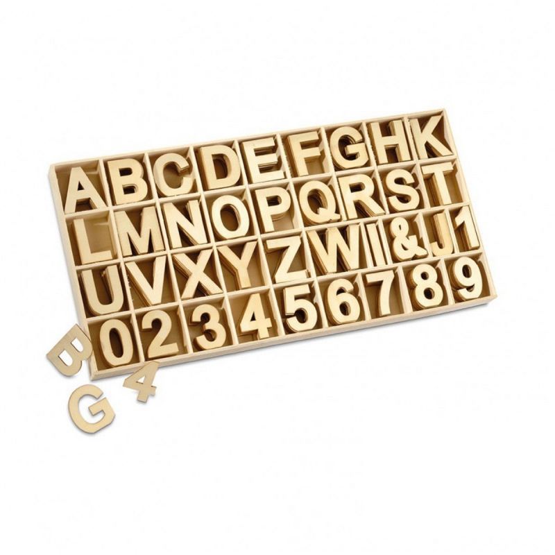 10 Zahlen oder Buchstaben aus Holz, hoch. 4 cm x 2 mm dick, Teilen aus Sperrholz, MDF