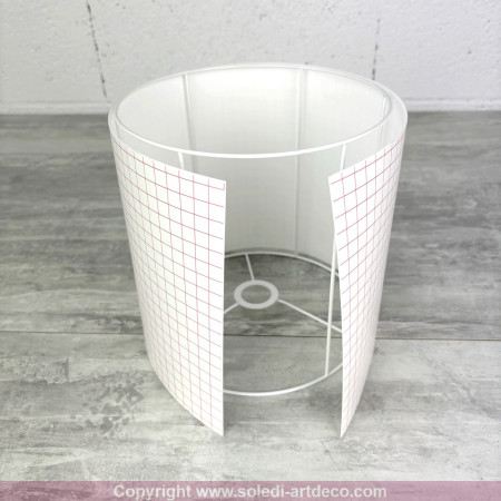 Kit feuille polyphane et Armature Ronde blanche pour Abat-jour, Cylindre Hauteur et Diam. 20 cm, Diam. Douille E14, 28 mm