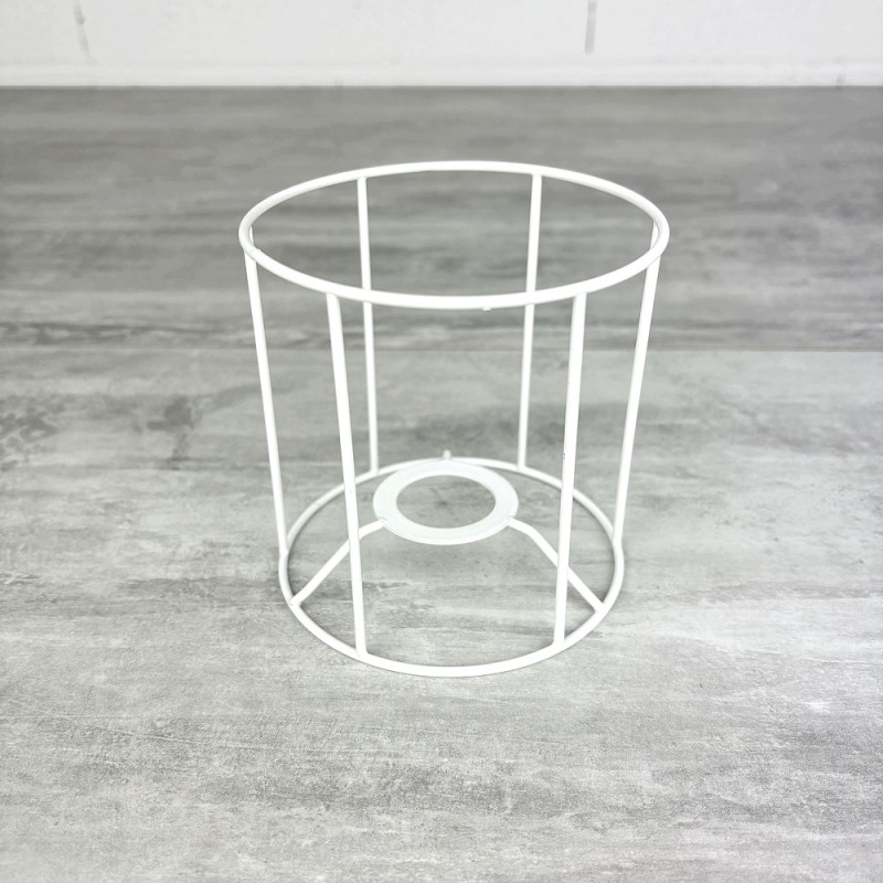 Petite Armature Ronde blanche pour Abat-jour, Hauteur et Diam. 10 cm, Diam. Douille E14, 28mm