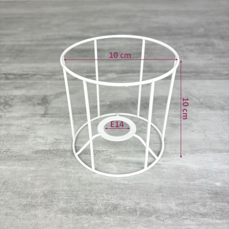 Petite Armature Ronde blanche pour Abat-jour, Hauteur et Diam. 10 cm, Diam. Douille E14, 28mm