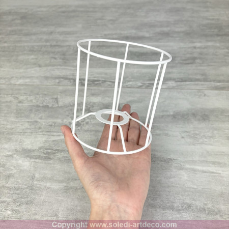 Petite Armature Ronde blanche pour Abat-jour, Hauteur et Diam. 10 cm, Diam. Douille E14, 28mm