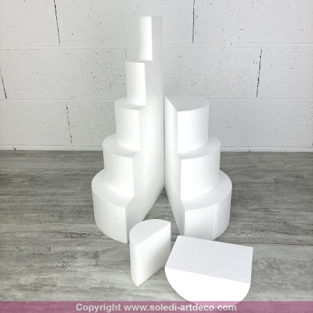 Pièce montée en polystyrène coupée en 2 parties, Base Ø 30cm à 10cm, hauteur totale 50 cm, dummy pour gâteau Styropor