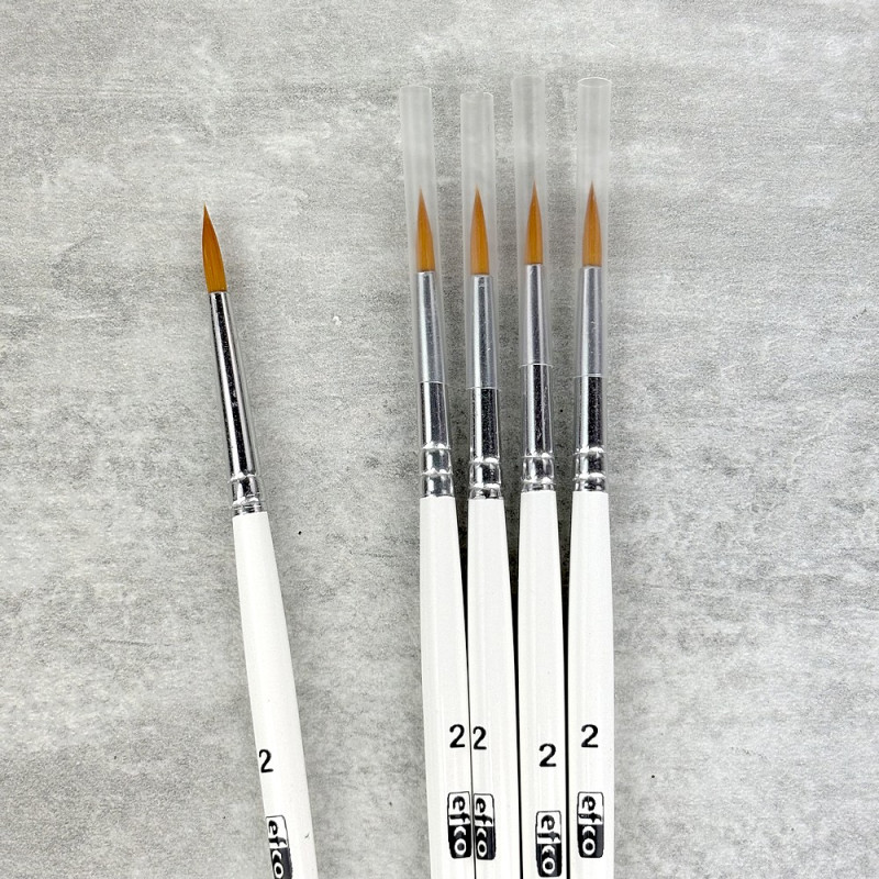 Lot de 5 Pinceaux synthétique rond Taille 2 / ø 2,8 x 10,7 mm, pour peinture à l'huile ou acrylique