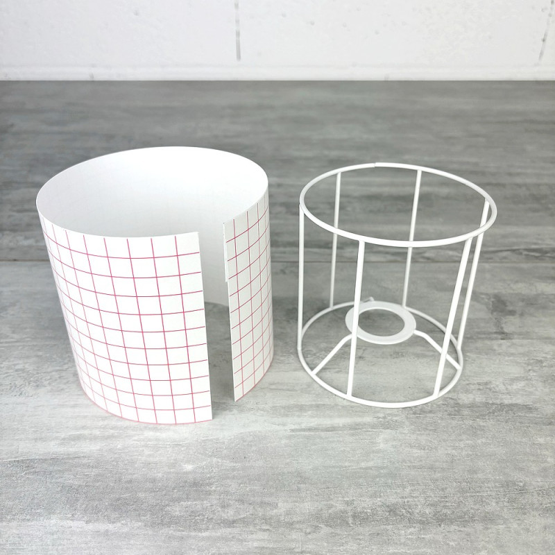 Kit feuille polyphane et Armature Ronde blanche pour Abat-jour, Cylindre Hauteur et Diam. 10 cm, Diam. Douille E14, 28 mm