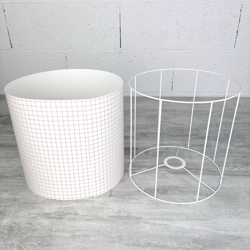 Kit 1 polyphane sheet and white Round Frame for Lampshade, Cylinder Height and Diam. 25 cm, Diam. E27 socket, 38mm