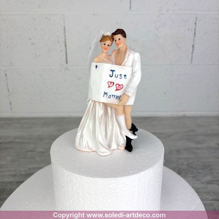 Couple de mariés comique en résine, hauteur 15 cm, Figurines pièce montée drôle, gâteau de Mariage Humoristique