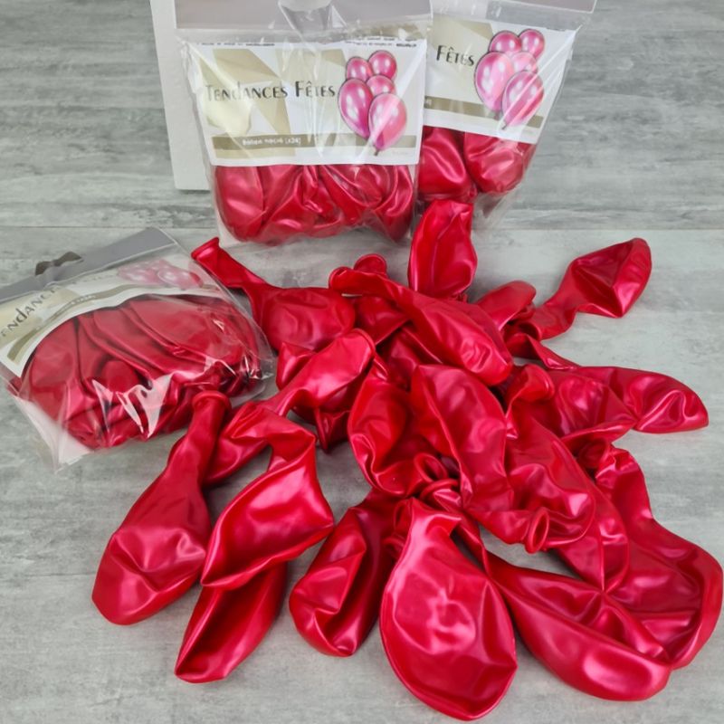 Set aus 24 Luftballons, Perlmuttfuchsia, Diam. 30 cm, Naturlatex, Taufe Hochzeit Geburtstag