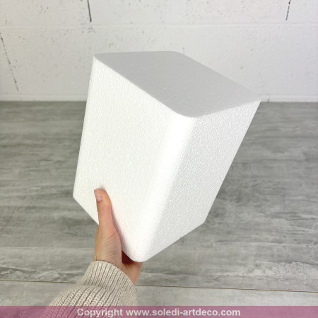 Quadratisch abgerundete Ecken aus Styropor, Höhe 20 cm, Durchmesser 15 cm, Träger aus weißem Styropor