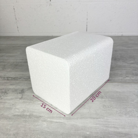 Quadratisch abgerundete Ecken aus Styropor, Höhe 20 cm, Durchmesser 15 cm, Träger aus weißem Styropor