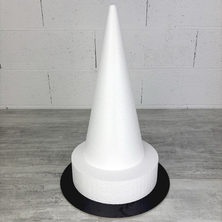 Cone en polystyrène Plein de 40 cm et son disque de 25 cm Ep 7 cm, Présentoir 47 cm à macarons, choux, plateau doré réversible