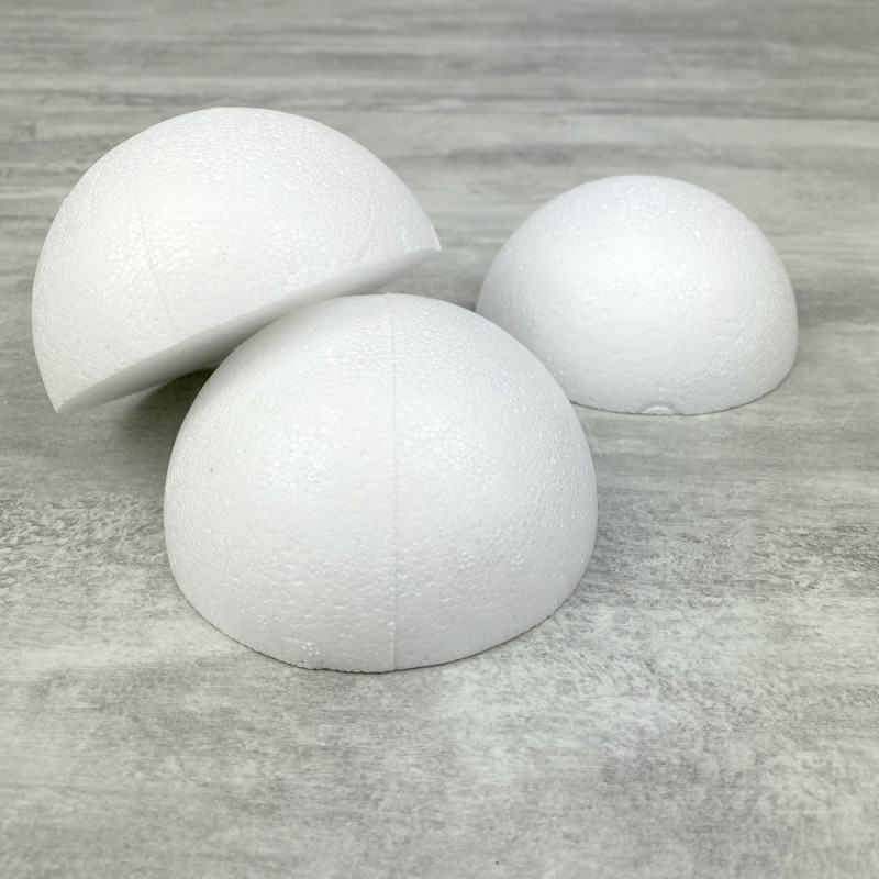 Lot de 3 Demi-Sphères de 15 cm de diamètre, Dômes pleins en polystyrène de 7,5cm de haut