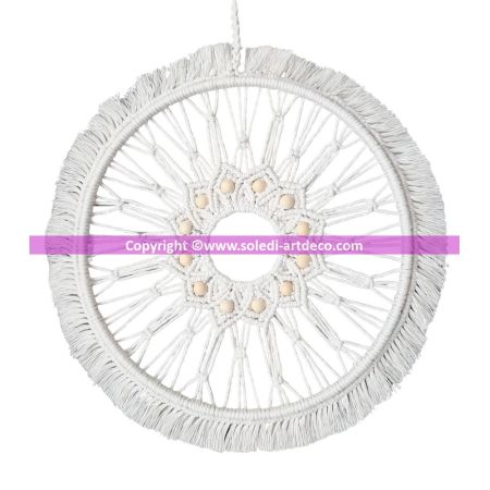 Cordon en Coton recyclé Blanc, diam. 5 mm, Longueur 80 m, Fil de Coton Durable pour macramé, attrape rêve, bricolage