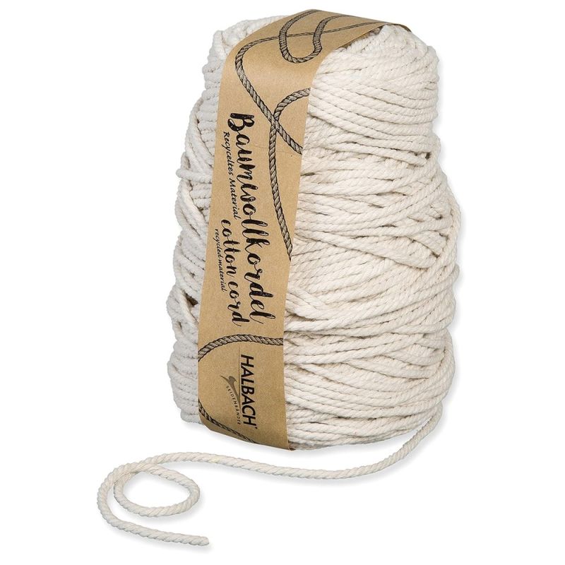 Cordon en Coton recyclé Naturel, diam. 5 mm, Longueur 80 m, Fil de Coton Durable pour macramé, attrape rêve, bricolage