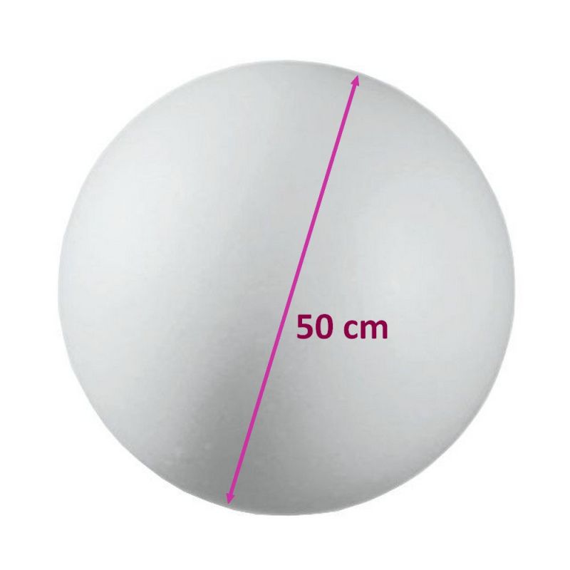 Grande Boule polystyrène pleine, Ø 50 cm/500 mm, 1 Sphère Styropor blanc densité pro