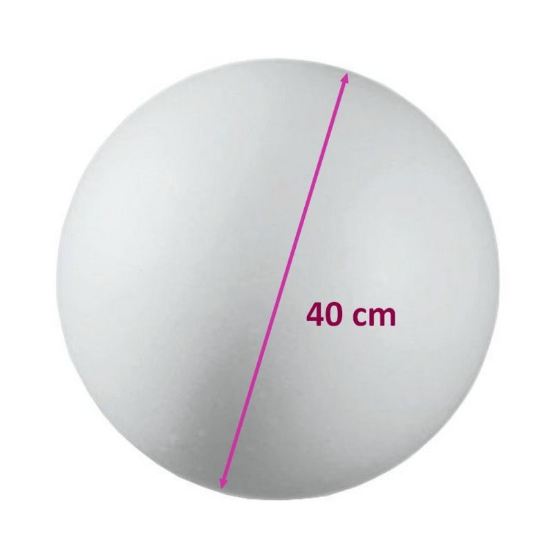 Grande Boule polystyrène pleine, Ø 40 cm/ 400 mm, 1 Sphère Styropor blanc densité pro