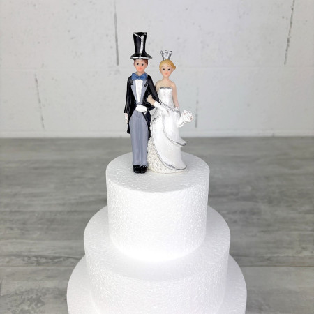Couple de mariés en résine, hauteur 12 cm, robe blanche et smoking, figurines pièce montée, gâteau de mariage