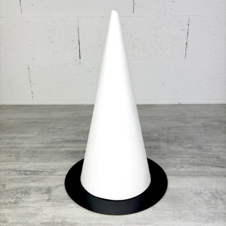 Cone en polystyrène Plein, Hauteur 40 cm, Diamètre de base 18 cm, Présentoir à macarons choux, plateau doré réversible
