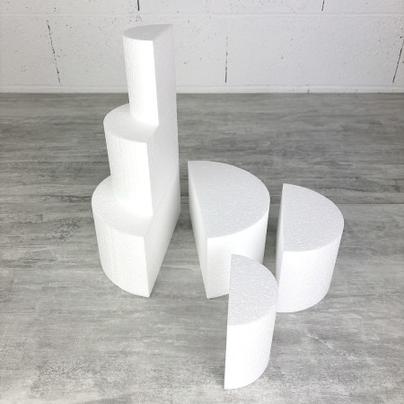 Petite Pièce montée en polystyrène coupée en 2 parties, Base Ø 20cm à 10cm, hauteur totale 30 cm, dummy pour gâteau Styropor
