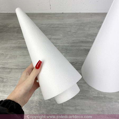 Lot de 2 Cônes en polystyrène à pied, h. 30 et 44 cm avec supports, sapins à décorer, macarons, choux