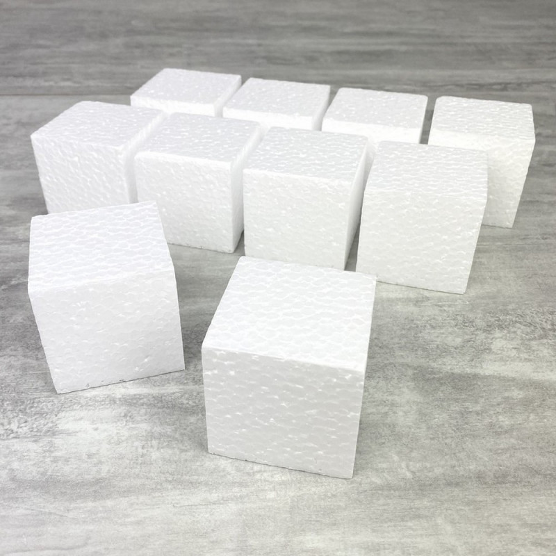 Lot de 10 cubes en polystyrène, 7 cm, minis Blocs en Styropor blanc à décorer
