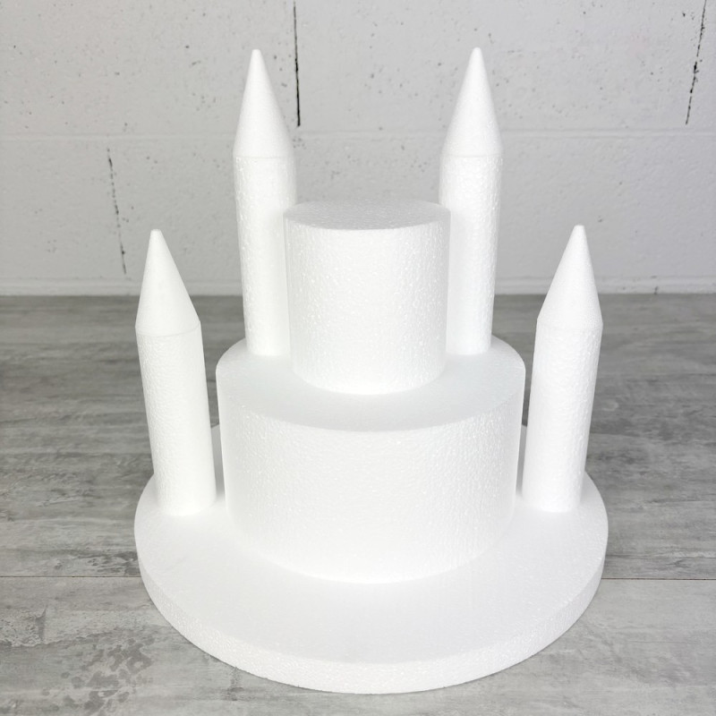 Kit château en polystyrène à décorer, diamètre 32,5 cm, 11 pièces à assembler, princesse ou château fort