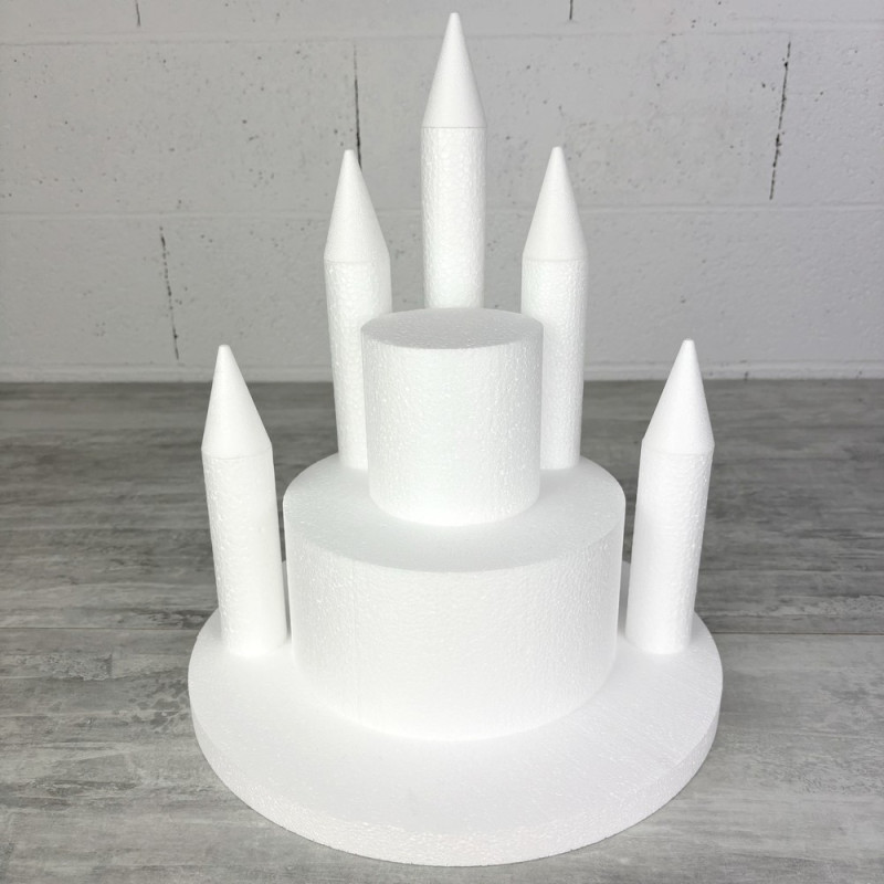 Château en polystyrène à décorer, diamètre 32,5 cm, 13 pièces à assembler, princesse ou château fort