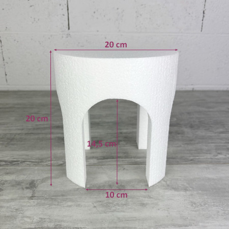Disque ouvertures arches épaisseur 20 cm, diamètre 20 cm, support dummy effet palais en Styropor blanc