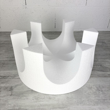 Disque ouvertures arches épaisseur 20 cm, diamètre 40 cm, support dummy effet palais en Styropor blanc
