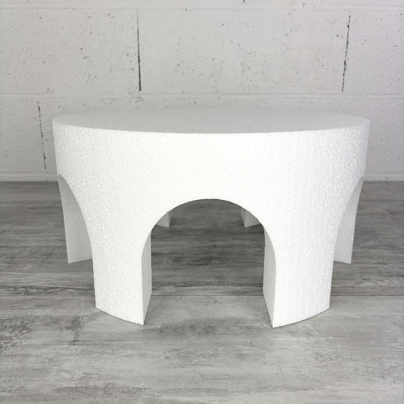 Disque ouvertures arches épaisseur 20 cm, diamètre 40 cm, support dummy effet palais en Styropor blanc