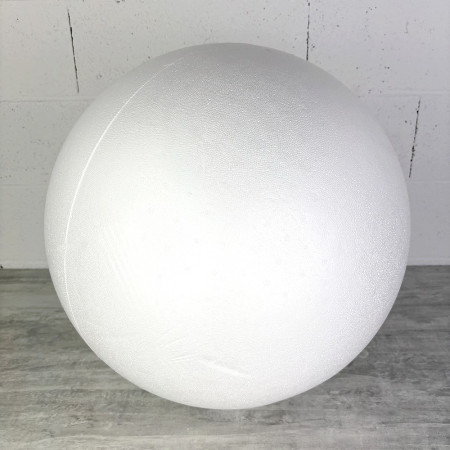 Große VOLL-Polystyrolkugel, mit Stößen, Ø 50 cm/500 mm, 1 Kugel mit weißen Styropor-Defekten