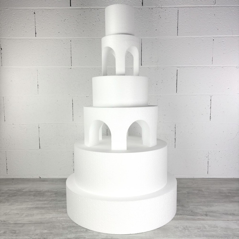 Pièce montée Palais en polystyrène, Base Ø 60cm à 15cm, hauteur totale 105 cm, dummy pour gâteau Styropor
