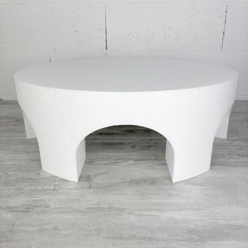 Disque ouvertures arches épaisseur 20 cm, diamètre 60 cm, support dummy effet palais en Styropor blanc