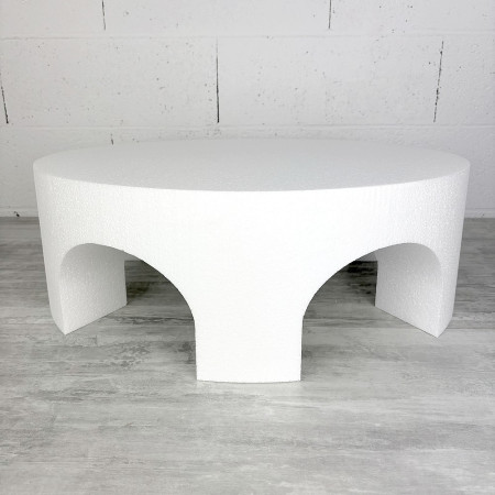 Disque ouvertures arches épaisseur 20 cm, diamètre 60 cm, support dummy effet palais en Styropor blanc