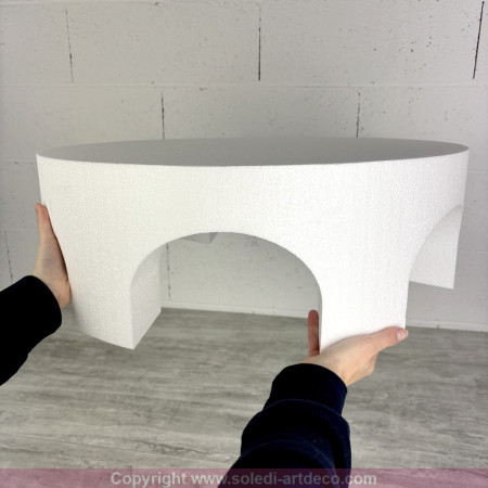 Disque ouvertures arches épaisseur 20 cm, diamètre 60 cm, support dummy effet palais en Styropor blanc