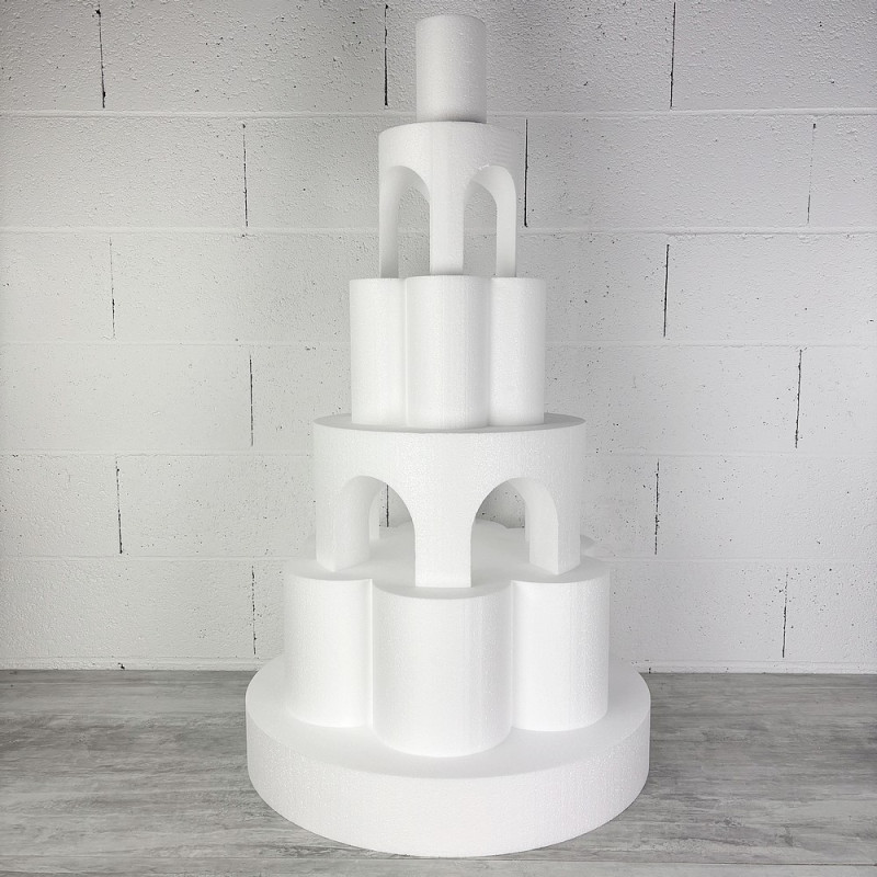 Palast-Hochzeitstorte aus Styropor, Boden Ø 60cm bis 10cm, Gesamthöhe 105 cm, dummy für Styropor-Torte