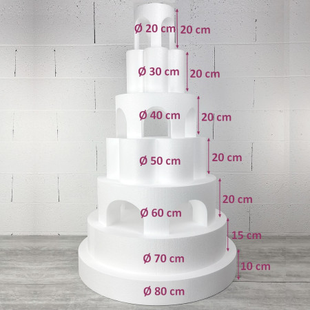 Méga pièce montée Palais en polystyrène, Base Ø 80cm à 20cm, hauteur totale 125 cm, dummy pour gâteau Styropor