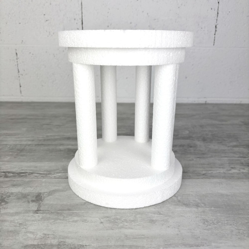 Disque temple en polystyrène, hauteur 24 cm, diamètre 20 cm, support dummy olympe effet palais en Styropor blanc