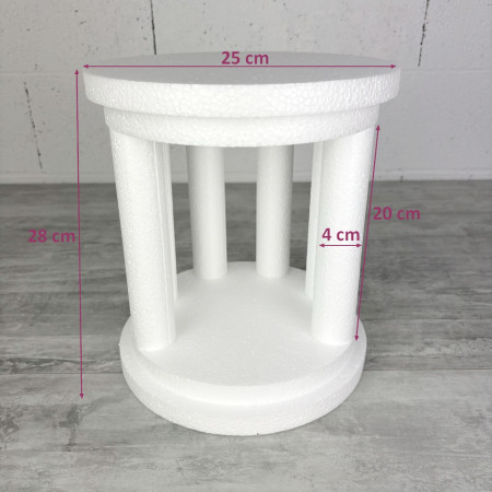 Polystyrene temple disc, height 28 cm, diameter 25 cm, palace effect Olympus dummy support in white Styropor