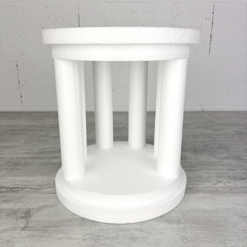 Disque temple en polystyrène, hauteur 28 cm, diamètre 25 cm, support dummy olympe effet palais en Styropor blanc