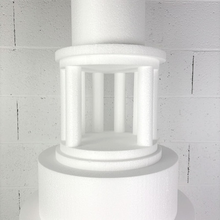 Temple wedding cake in polystyrene, Base Ø 60cm to 10cm, total height 103 cm, dummy for Styropor cake