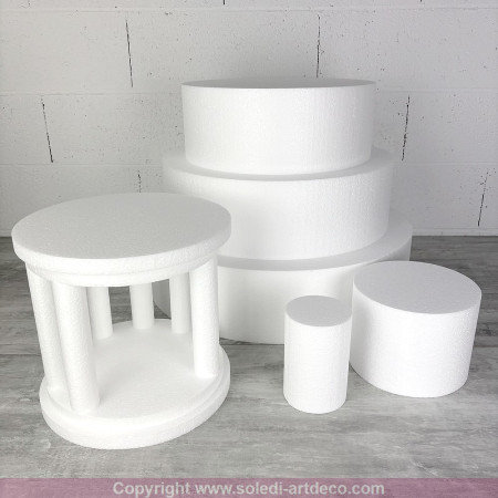 Pièce montée temple en polystyrène, Base Ø 60cm à 10cm, hauteur totale 103 cm, dummy pour gâteau Styropor